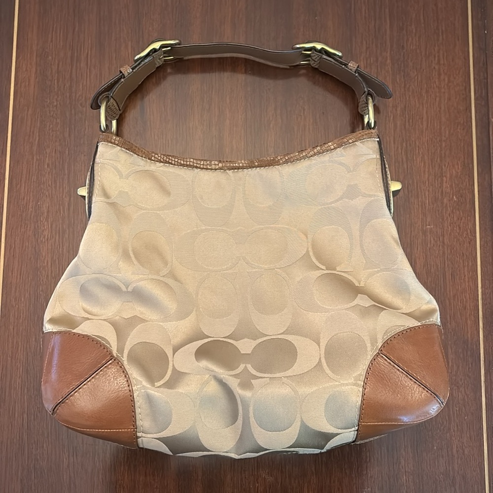 Coach Peyton Sateen Hobo Tan Shoulder Bag